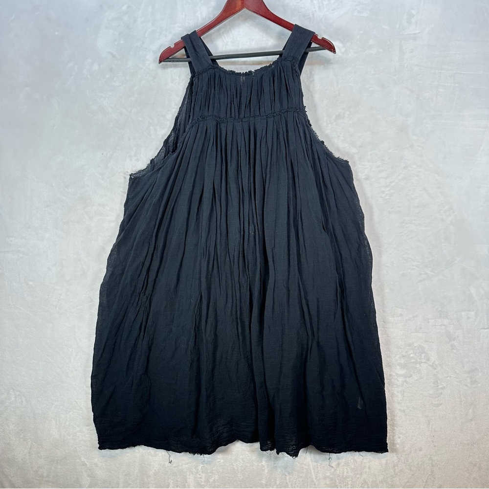 Koch Dress Women XS Blue Gauzy Made in USA Midi Cotton Raw Hem Lagenlook Minimal